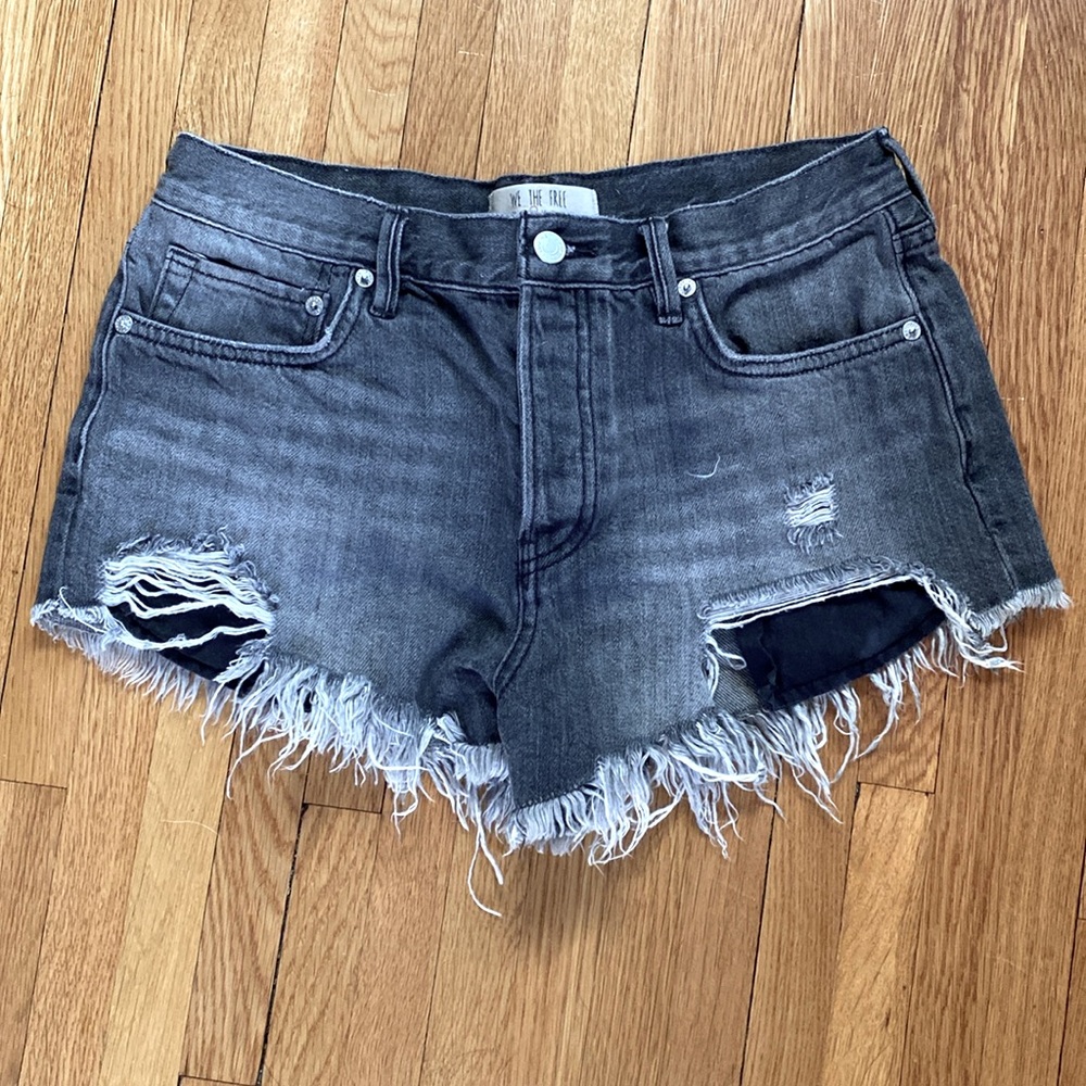 We the free free people comfy black destroyed shorts